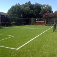 Installing Artificial Grass Cutter, Arizona Red Turf, Commercial Landscape